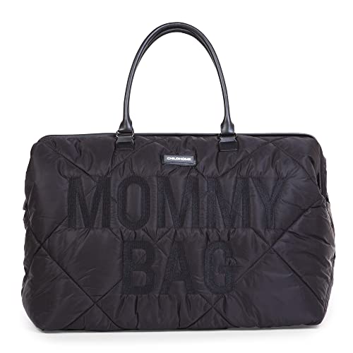 Image of Childhome The Original Mommy Bag – Large Baby Diaper Bag, Mommy Hospital Tote and Travel Tote, Pregnancy Must Haves (Puffered Black)