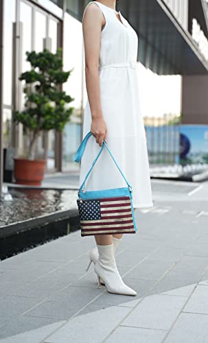 MKF Collection American Flag Design Crossbody Bag for Women, Patriotic Handbag American Pride Shoulder Bag by Mia K3