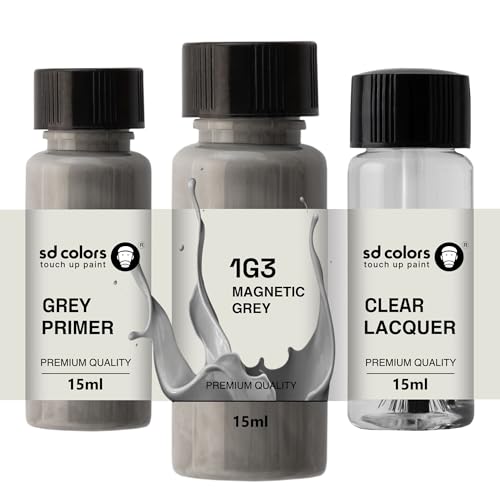 SD COLORS - Peinture de retouche magnétique gris 1G3 - Réparation des rayures - 15 ML - Code couleur 1G3 - Gris magnétique (peinture+apprêt + laqué)