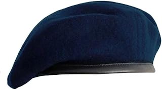 British Military Berets with Leather Sweatband, Adjustbale Army Wool Beret for Men & Women