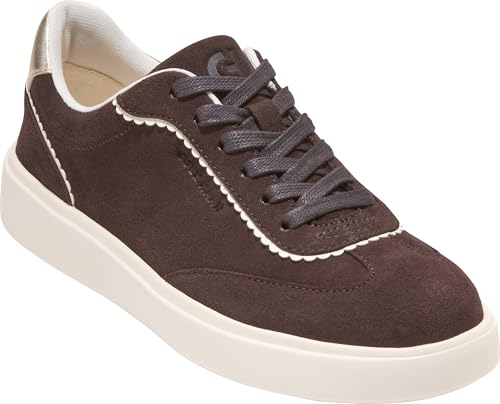 Cole Haan Cole Haan Women's Grand Crosscourt Arlowe Sneakers, Chocolate Suede/Gold, 7-B US