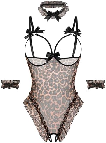 Avidlove Womens Lingerie Bodysuit 4 Piece Set Sheer Mesh Teddy Ba...