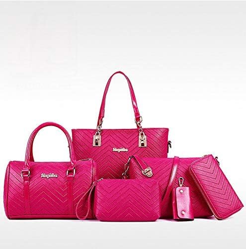 Women Handbags Set 6 Pcs PU Leather Top Handle Purse Shoulder Crossbody Bag Sets - Image 4