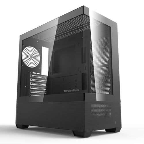darkFlash DS900 Air ATX Mid-Tower PC Gaming Case, High Airflow, 270°Full-View Tempered Glass, Tool-Free Clamshell Side Panel, Supports RTX 5090 up to 425mm,360mm Top Radiator, USB-C, Black