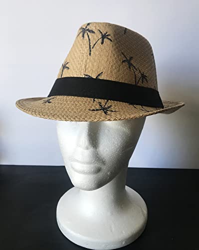 Summer Short Brim Jazz Coconut Leaf Tree Panama Hat Straw Trilby Fedora Outdoor Travel Beach Man Woman Sunhat Chapeau Small-Medium #TOP1