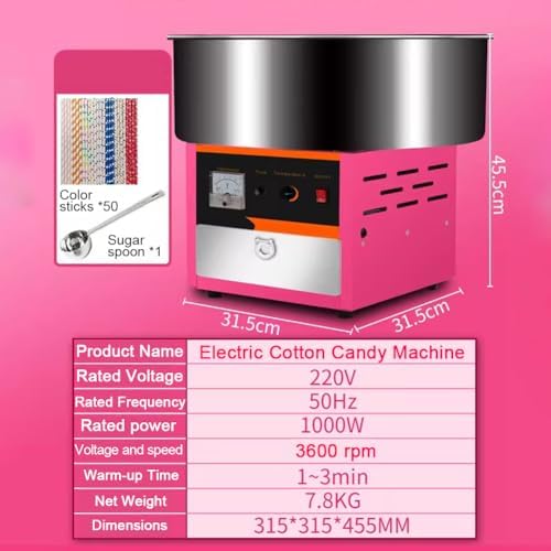 Professional Cotton Candy Machine 1000W - 20" Stainless Steel Bowl with Storage Drawer & Spoon - Ideal for Parties, Carnivals, Events & Festivals