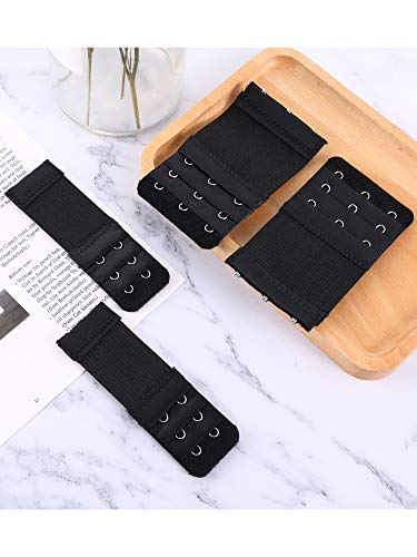 Bememo 6 Pieces Women's Bra Extenders Elastic Stretchy Bra Extension Strap, 3 Rows x 3 Hooks, 3 Rows x 2 Hook,3 Colors