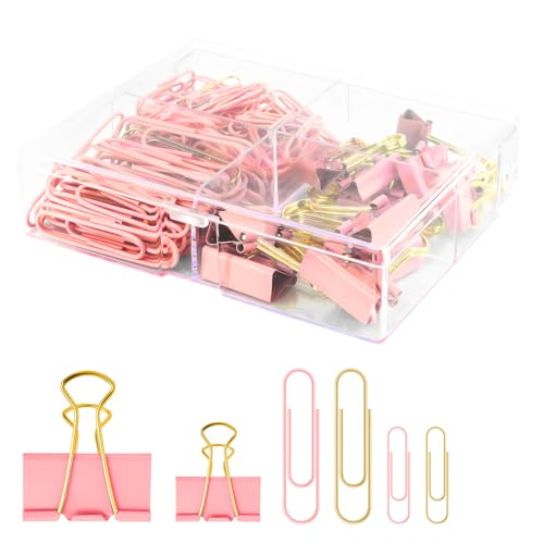 Trombones mignons pour classeur : boîte de 165 pièces roses assorties pour bureau