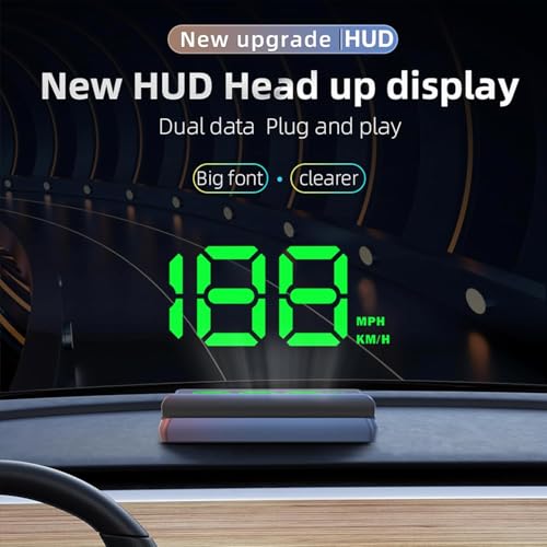 Image of Serveuttam GPS HUD Speedometer for Car - Digital Head Up Display with Auto Brightness, Large Green Display, USB Powered, MPH /KM /H (Black)