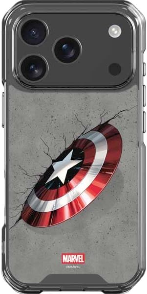 Skinit Clear Phone Case Compatible with iPhone 17 Pro - Officially Licensed Marvel Captain America Shield Break Design