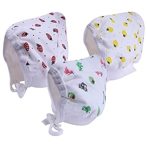 Image of New Born Baby Boys & Girls Soft Hosiery Cotton Double Layer Knot Caps Set /Infant /Topi /Hat /Toppi /Kan Topi (Pack of 3)