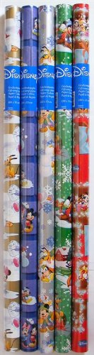 Disney Set of 4 (4 rolls) Christmas wrapping paper, each 200 x 70 cm, Winnie the Pooh and Mickey Mouse (4)