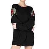 ❤1PC bluse Sweatshirt Damen Kolylong® Frauen Elegant Stickerei Sweatshirt Lange Herbst Mode Langarm Shirts Casual Bluse T-Shirt Tops Pullover Mantel (S, Schwarz)