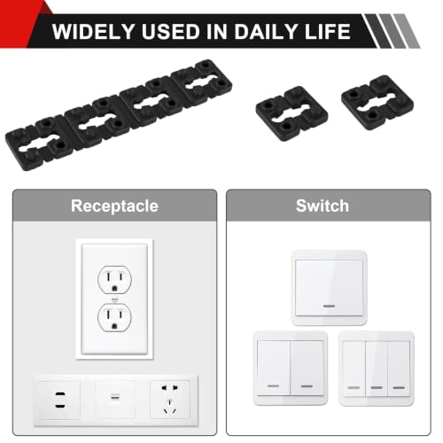 Image of Outlet Spacers for Electrical Box, 96 PCS Electrical Outlet spacers shims | Plastic Wall Plate Spacer, Tile Backsplash Shims for Loose Outlet, Switch Repair, Stackable, Black