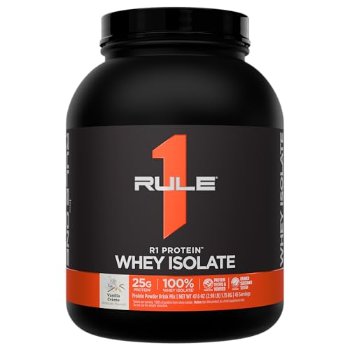 Image of Rule 1 Proteins R1Protein Whey Isolate, Vanilla Creme, 45 Servings | 25g of Protein from Whey Isolates and Hydrolysate isolates for Workout Recovery and anytime use