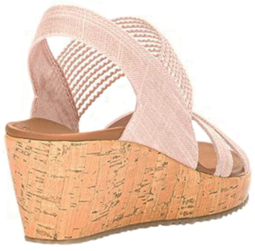 Skechers Skechers Cali Womens Beverlee-High Tea Wedge Sandal,pink,8.5 M US