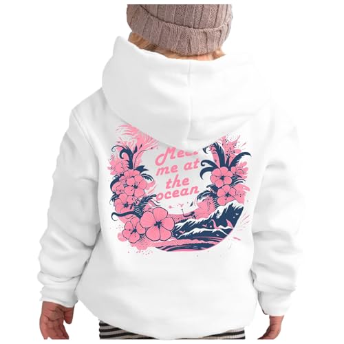 Pink Palm Graphic Preppy Hoodies Sweatshirts for Teen Girls Kids Letter Long Sleeve Cute Preppy Clothes Y2K Tops with Pockets Pink Palm Puff Hoodie Kids,White,9-10 Years