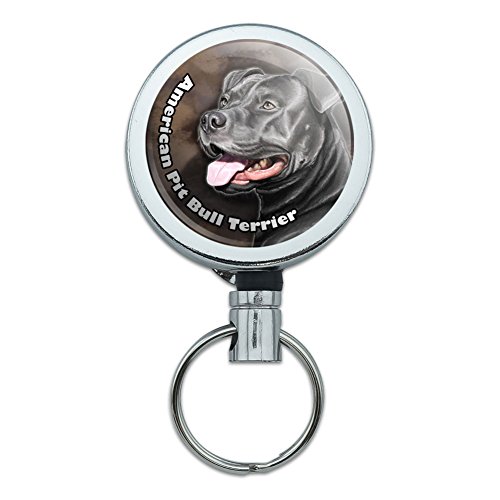 Metal Retractable Reel ID Badge Key Holder with Belt Clip Pitbull Pit Bull