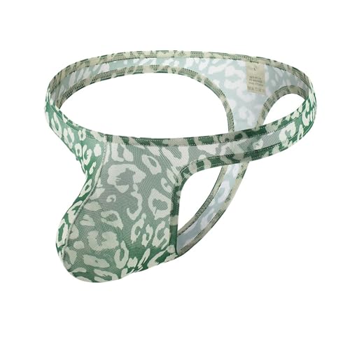 ZC8bdbd Tanga con estampado de leopardo para hombre, tanga de tiro bajo, bikini con espalda en T, Verde, Large