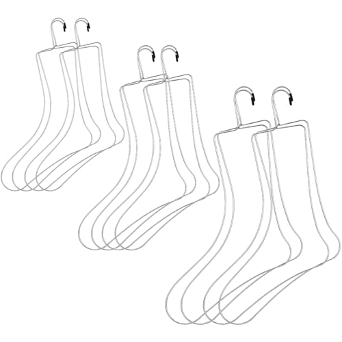 Newtay Small, Medium, Large Sock Blockers Stainless Steel Blockers Drying Hanger for Knitting & Crochet, Shaping, Drying, Displaying Knitted Socks (6)
