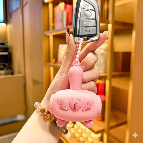 Image of Cartoon Cute Hammer Keychain With Sound For Kids, Shake Left Right Musical Beep Hammer Toy, Soft Grip Cartoon Handheld Sensory Keychain For Babies & Toddlers