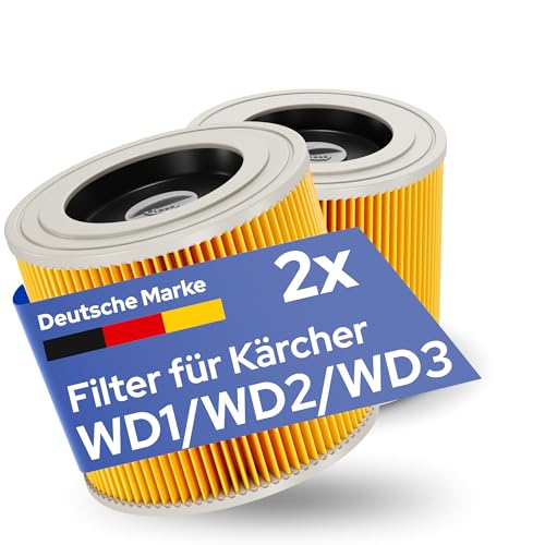 MILUX Ersatzfilter [2x] für Kärcher Filter WD3 & WD2 Filter Staubsauger - Filter für Kärcher Staubsauger [WD3 WD2 WD1 MV3 MV2 A K KNT NT SE VC] - Auch für Allergiker geeignet