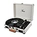 Vinyl Stereo White Record Player 3 Speed Portable Turntable Suitcase Built in 2 Speakers RCA Line Out AUX Headphone Jack PC Recorder