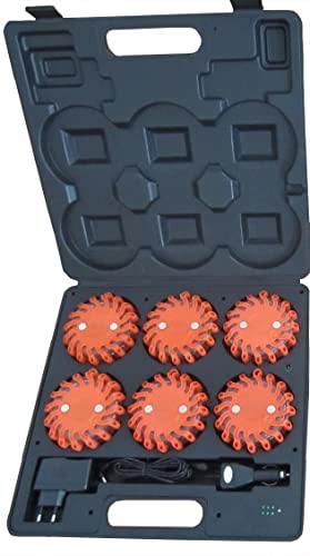 Mallette de 6 balises Pro de signalisation gyrophare Pro à 16 LEDs Orange Rechargeable LEDwarning Vendeur et Stock en France