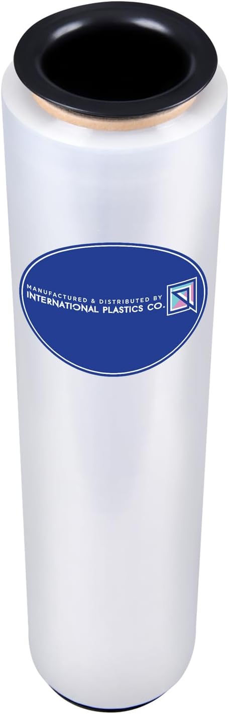 International Plastics Co. 15" Plastic Stretch Film Wrap with Hand Savers 1200ft 500% Stretch Clear Cling Durable Adhering Packing Moving Packing Heavy Duty Shrink Pallet