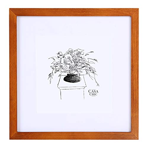 Classic by Casa Chic Marco de Fotos 15 x 15 cm con Paspartú para Foto de 10 x 10 cm - Madera de Pino - 1 Marco - Grosor del Marco 2 cm - Frente Cristal Templado - Color Café Rústico