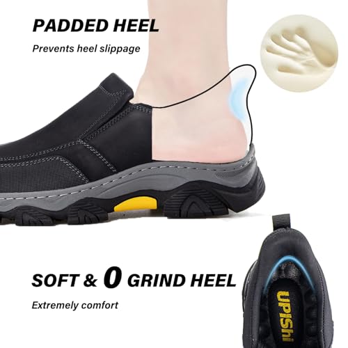 Image of UPIShi Men's Slip On Hands Free Waterproof Work Loafers Leather Walking Slip-Ins Casual Outdoor Office Business Cushioning Shoes