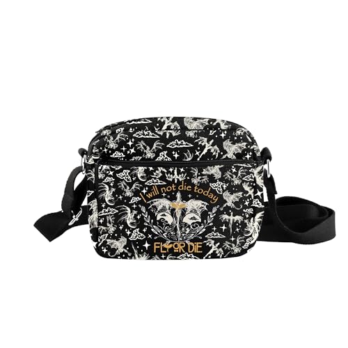 TOBGBE F Wing Book Series Merch I Will Not Die Today Crossbody Bag Dragon Rider Gifts YA Fantasy Novel Inspired Shoulder Bag (I Will Not Die Today Black H CB)