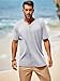 Runcati Mens Casual T Shirts Short Sleeve V Neck Henley Linen Shirt Button Basic Fashion Summer Beach Tee Tops Grey