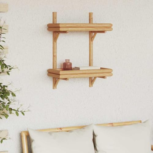 Zeehear Estantería de pared de bambú marrón, 45 x 26 x 60 cm, estantería flotante para montaje en pared, espacio de almacenamiento para salón, dormitorio y cocina