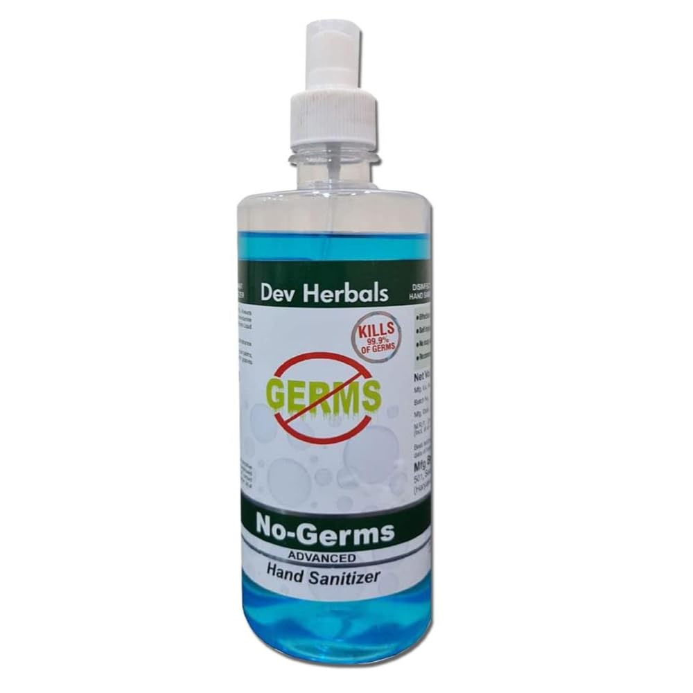 No Germs Hand Sanitizer 500ml | 70% Alcohol Based Sanitizer Spray | Kills 99.9% Germs Blue Liquid Sanitizer