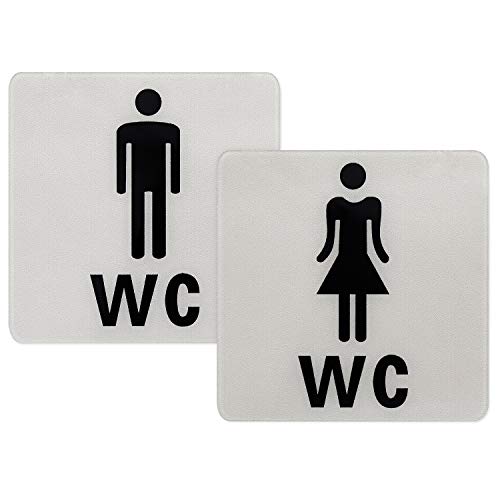 NATEE 2pcs Señal de Aseos Hombre Mujer, Cartel de WC Mujer Hombre, Cartel de Aseos Acrílico Adhesivo para Restaurante Baño Cafetería Bar Tienda Impermeable 12.5 * 12.5cm Moderno Anti-resbalón Cover