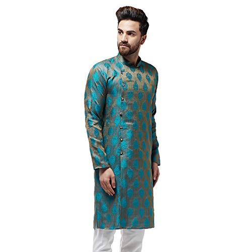Image of SOJANYA Men's Silk Embroidered Regular Kurta