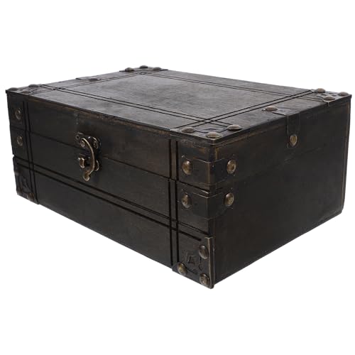 Boîte de rangement en bois marron vintage pour bijoux précieux