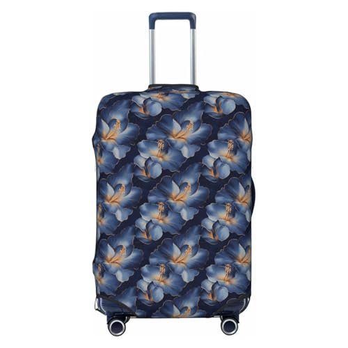 Navy Floral Print Travel Luggage Covers, Washable Suitcase Covers Protector for Luggage 18-32 Inch High Elasticity