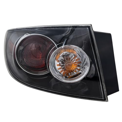 Evan Fischer Driver Side Tail Light Compatible with 2007-2009 Mazda 3 Assembly, Halogen/Standard Type, Sedan