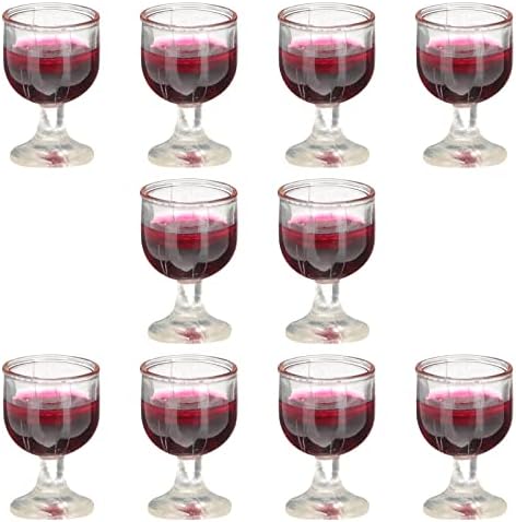 LUOZZY 10Pcs Dollhouse Wine Glasses 1:12 Miniature Red Wine Goblet Cups Model for Dollhouse Ornament Mini Kitchen Decor Accessories