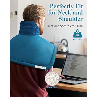 Heating Pad for Neck Shoulders Back, Weighted Heated Wrap, Electric Neck Shoulder Heating Pads 6 Heat Settings 4 Auto-Off,Mothers Day Gifts for Mom, Anniversary Birthday Gifts for Women Men Dad, Blue