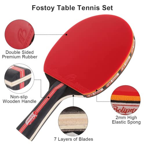 Fostoy Ping Pong Paddles Set, 4 Table Tennis Paddles,8 Balls ,Retractable Ping Pong Net, Ideal Indoor Table Tennis Set, Perfect For Professional And Recreational Games (Red) #TOP2