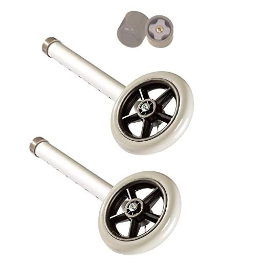 5" Walker Wheels Replacement Kit, Universal Replacement Wheel Kit for Walkers with Pair of Walker Ski Glides, 5 Inch Wheels by Healthline Trading