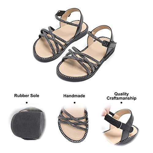 Image of Felix & Flora Toddler Girl Sandals -Flower Girl Dress Shoes Open Toe Little Kid Flats