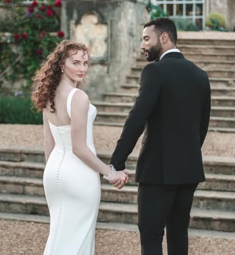 2 Piece Mens Suit Slim Fit Mens Wedding Suits Peak Lapel 2 Button Lightweight Suits for Men Groom Formal4