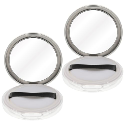 CIYODO Caja para Polvos Sueltos Dos Recipientes y Borlas, Material Resistente, Formato Compacto 7.5X7.5Cm, Apto para Maquillaje Femenino y Almacenamiento Cosmético