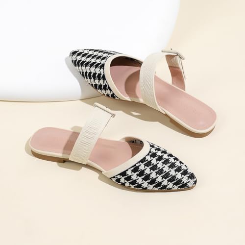 Image of Pointed Toe Mules for Women Flats,Slip On Mules Backless,Wide Width Mules,Mule Slides Flats Sandals