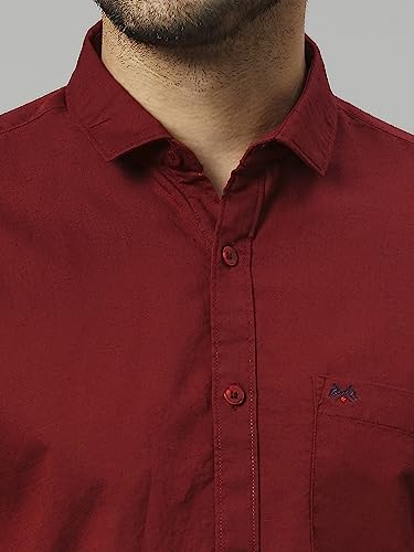 Image of Thomas Scott Men's | Solid | Half Sleeve | Slim Fit | Linen Blend | Spread Collar | Casual Shirt