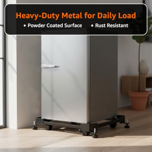 Image of Amazon Basics Heavy-Duty Adjustable Appliance Stand, Expandable Metal Frame with Anti-Skid Pads, for Washing Machine, Refrigerator, Dishwasher & Air Cooler | Load Capacity 180 kg